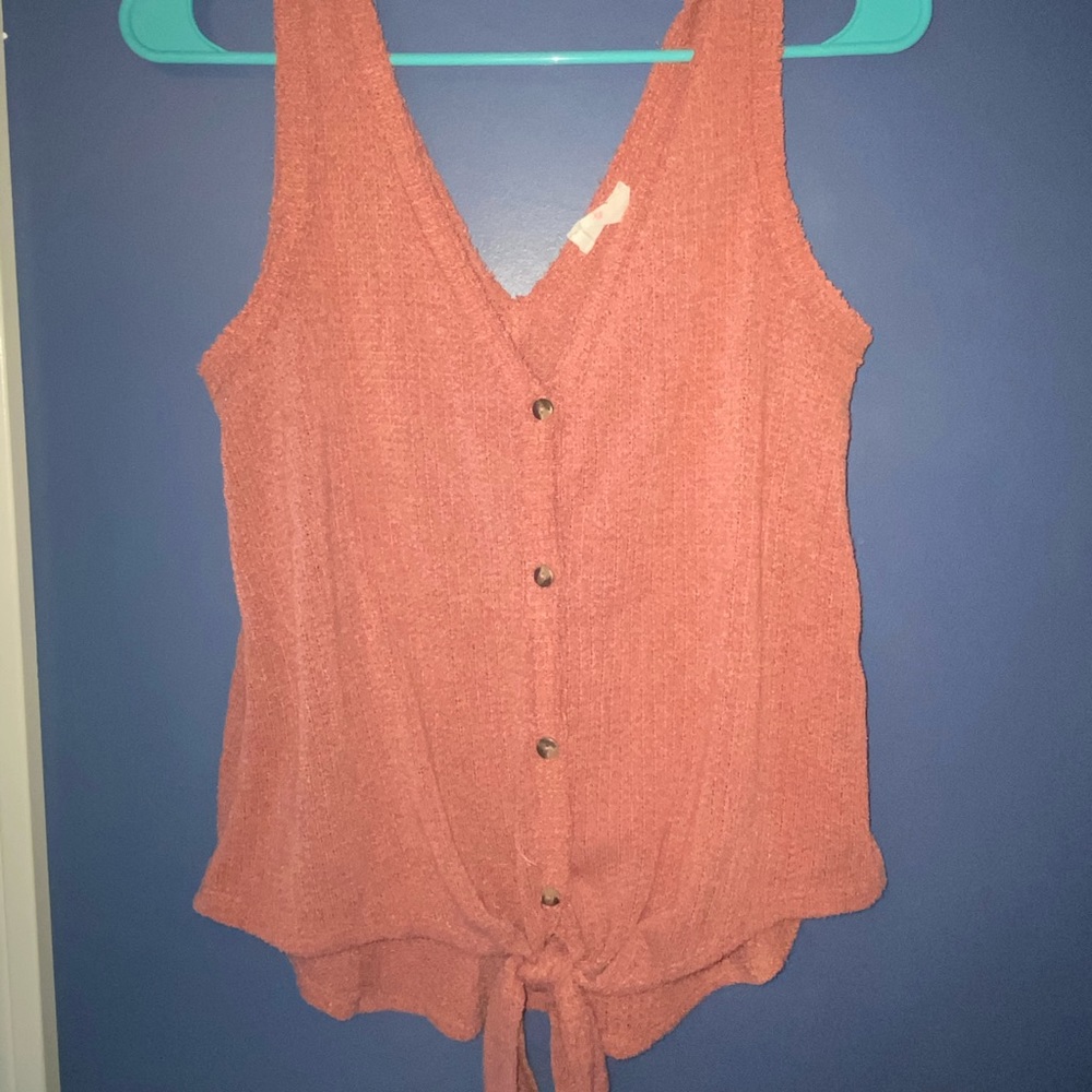 Pink Tie Front Tank Top